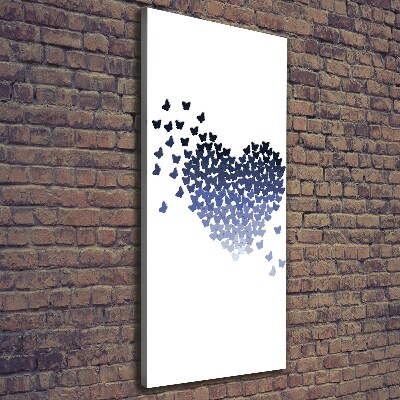 Cuadro moderno en lienzo resistente uv vertical Corazón de mariposas