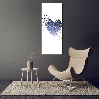 Cuadro moderno en lienzo resistente uv vertical Corazón de mariposas