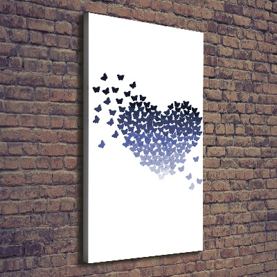 Cuadro moderno en lienzo resistente uv vertical Corazón de mariposas