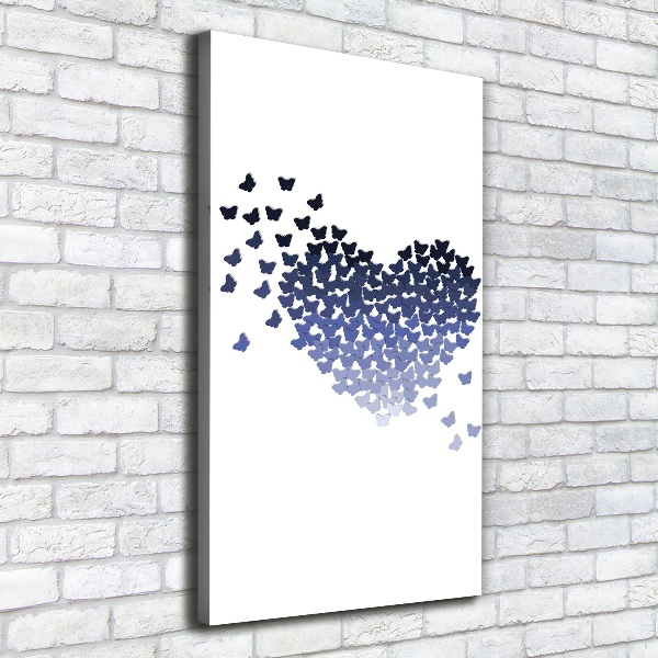 Cuadro moderno en lienzo resistente uv vertical Corazón de mariposas