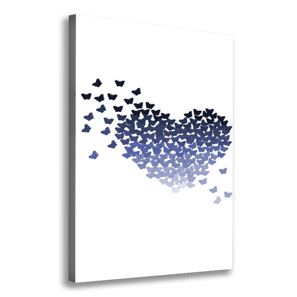 Cuadro moderno en lienzo resistente uv vertical Corazón de mariposas