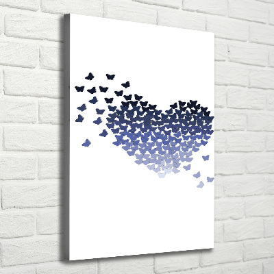 Cuadro moderno en lienzo resistente uv vertical Corazón de mariposas