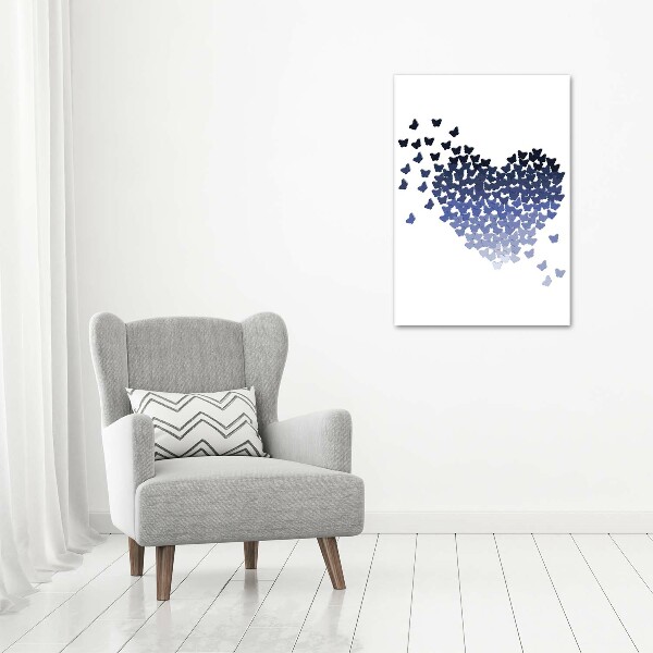 Cuadro moderno en lienzo resistente uv vertical Corazón de mariposas