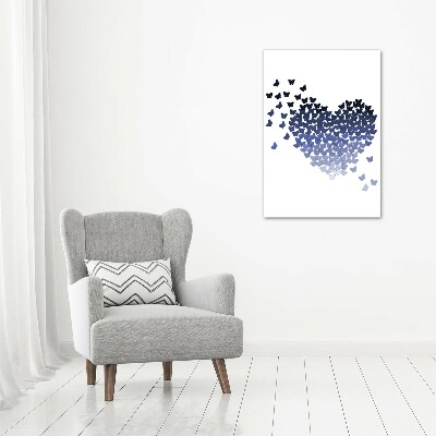 Cuadro moderno en lienzo resistente uv vertical Corazón de mariposas