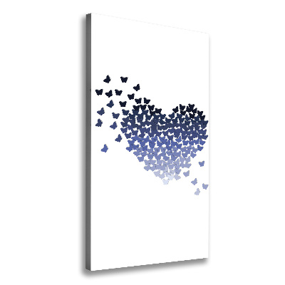 Cuadro moderno en lienzo resistente uv vertical Corazón de mariposas