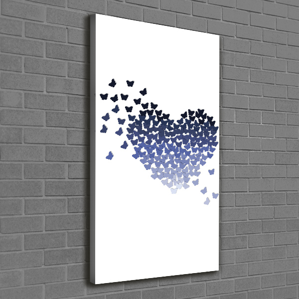 Cuadro moderno en lienzo resistente uv vertical Corazón de mariposas