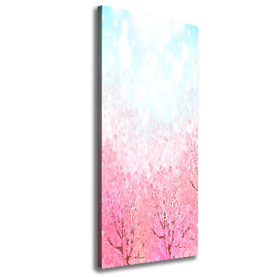 Cuadro canvas decorativo para salón vertical flores de cerezo