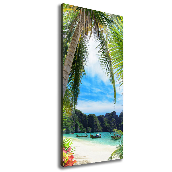 Cuadro moderno en lienzo resistente uv vertical Playa tropical