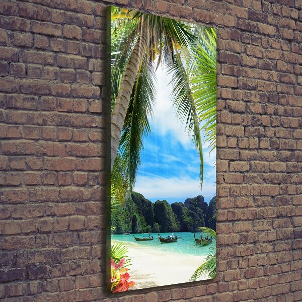Cuadro moderno en lienzo resistente uv vertical Playa tropical