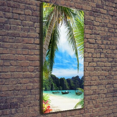 Cuadro moderno en lienzo resistente uv vertical Playa tropical