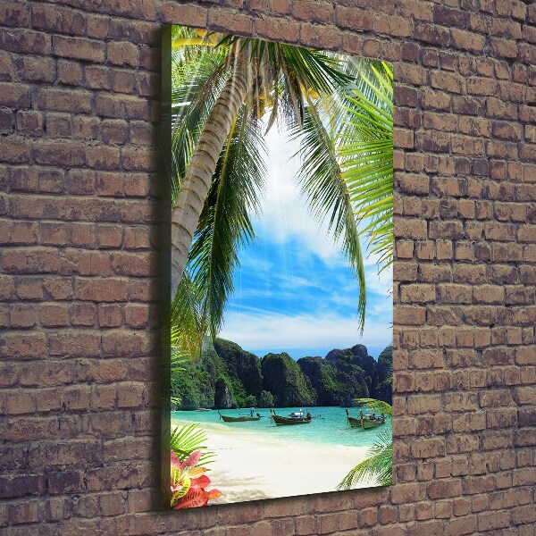 Cuadro moderno en lienzo resistente uv vertical Playa tropical
