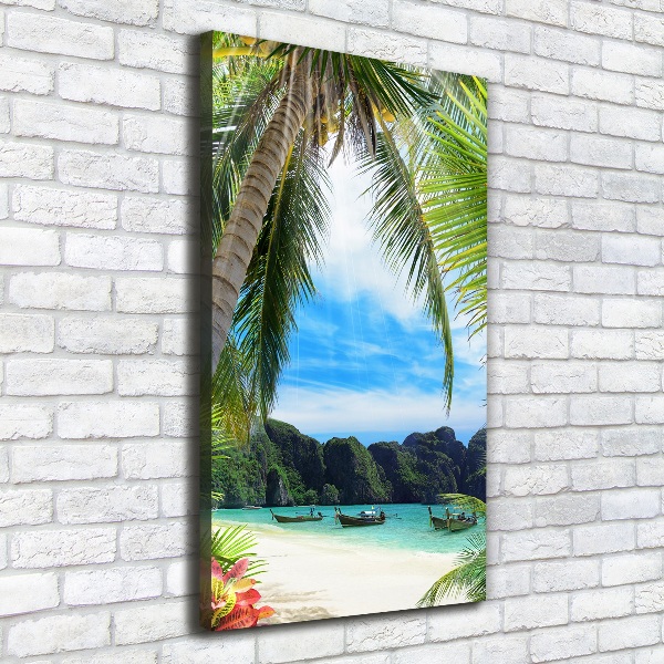 Cuadro moderno en lienzo resistente uv vertical Playa tropical