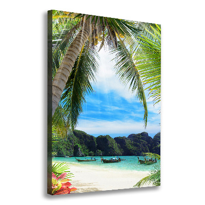 Cuadro moderno en lienzo resistente uv vertical Playa tropical