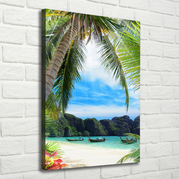 Cuadro moderno en lienzo resistente uv vertical Playa tropical