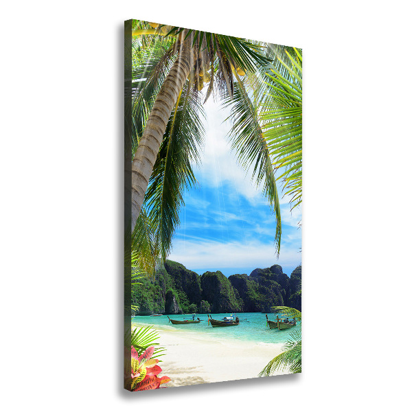 Cuadro moderno en lienzo resistente uv vertical Playa tropical