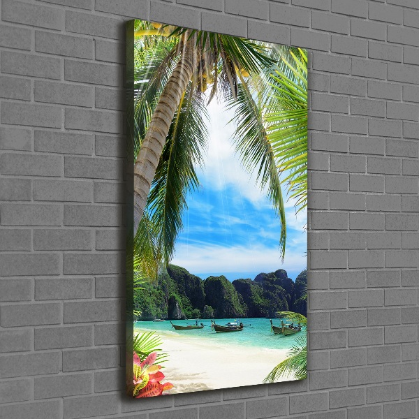 Cuadro moderno en lienzo resistente uv vertical Playa tropical