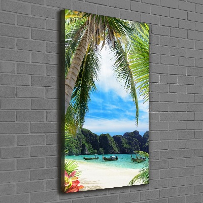 Cuadro moderno en lienzo resistente uv vertical Playa tropical