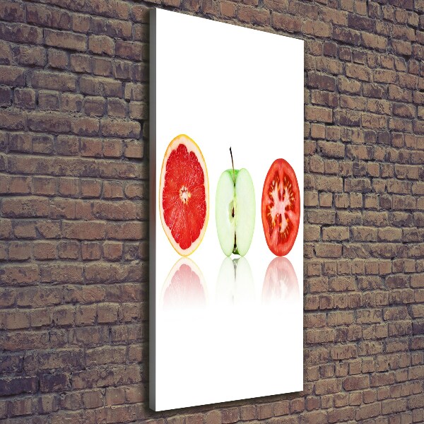 Cuadro moderno en lienzo resistente uv vertical Frutas y verduras