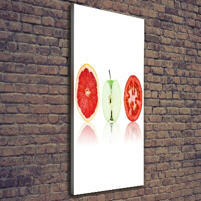 Cuadro moderno en lienzo resistente uv vertical Frutas y verduras