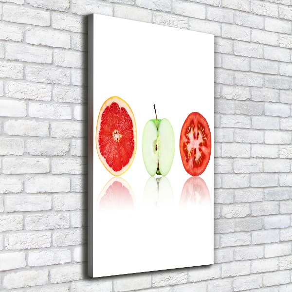 Cuadro moderno en lienzo resistente uv vertical Frutas y verduras