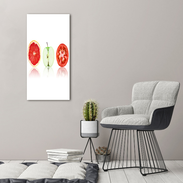 Cuadro moderno en lienzo resistente uv vertical Frutas y verduras