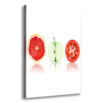 Cuadro moderno en lienzo resistente uv vertical Frutas y verduras