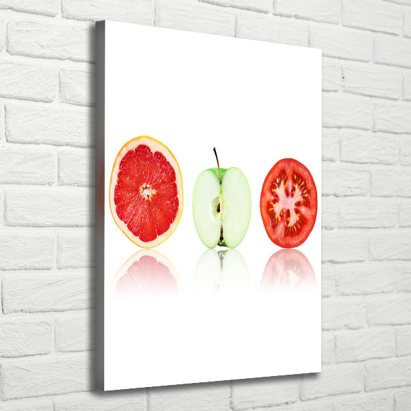 Cuadro moderno en lienzo resistente uv vertical Frutas y verduras