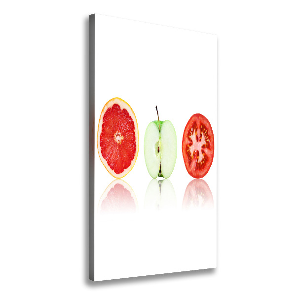 Cuadro moderno en lienzo resistente uv vertical Frutas y verduras