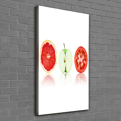 Cuadro moderno en lienzo resistente uv vertical Frutas y verduras