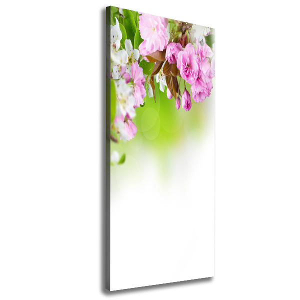 Cuadro moderno en lienzo resistente uv vertical flores de primavera