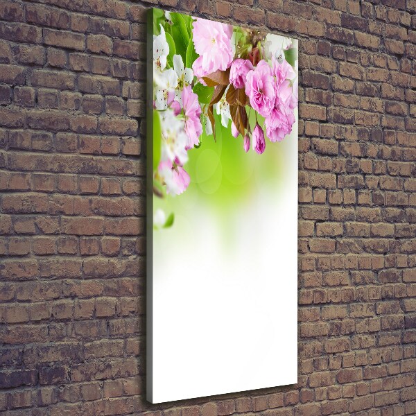 Cuadro moderno en lienzo resistente uv vertical flores de primavera