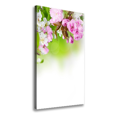 Cuadro moderno en lienzo resistente uv vertical flores de primavera
