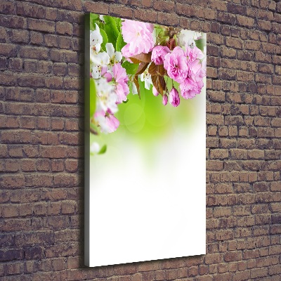 Cuadro moderno en lienzo resistente uv vertical flores de primavera