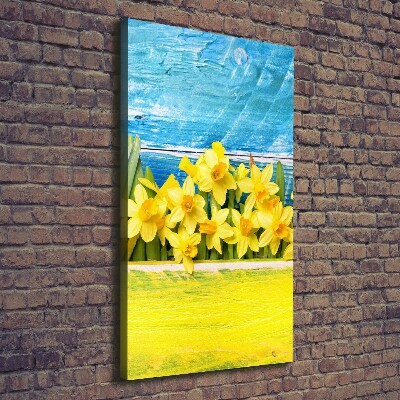 Cuadro canvas decorativo para salón vertical Narcisos