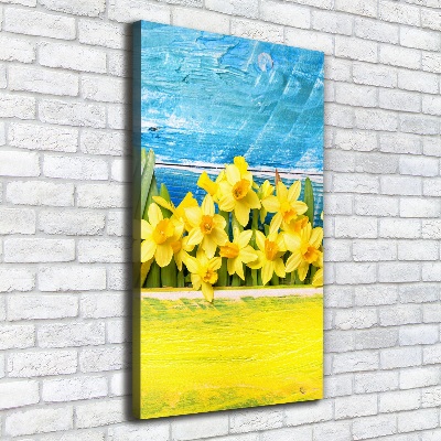 Cuadro canvas decorativo para salón vertical Narcisos