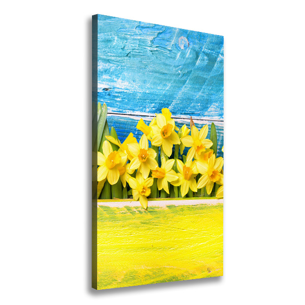 Cuadro canvas decorativo para salón vertical Narcisos
