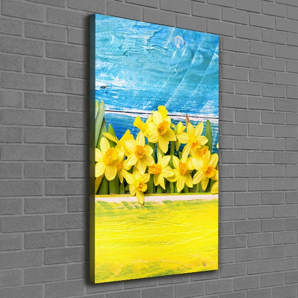 Cuadro canvas decorativo para salón vertical Narcisos