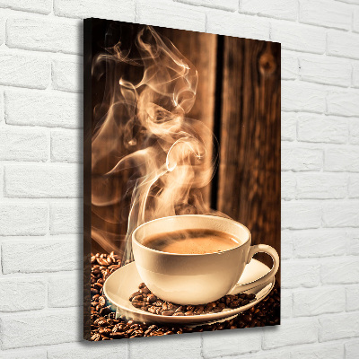 Cuadro canvas decorativo para salón vertical Café aromático