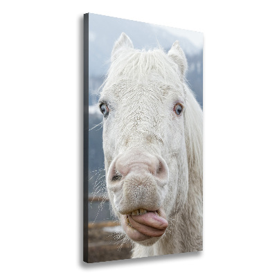 Cuadro moderno en lienzo resistente uv vertical Caballo blanco loco