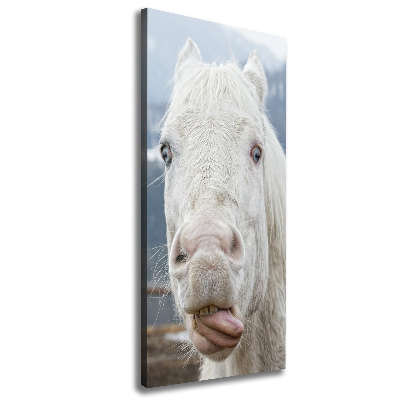 Cuadro moderno en lienzo resistente uv vertical Caballo blanco loco