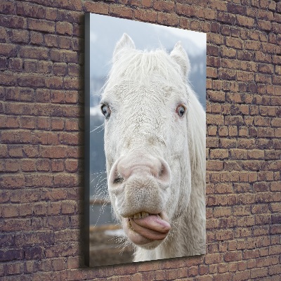 Cuadro moderno en lienzo resistente uv vertical Caballo blanco loco