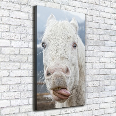Cuadro moderno en lienzo resistente uv vertical Caballo blanco loco
