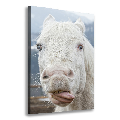 Cuadro moderno en lienzo resistente uv vertical Caballo blanco loco