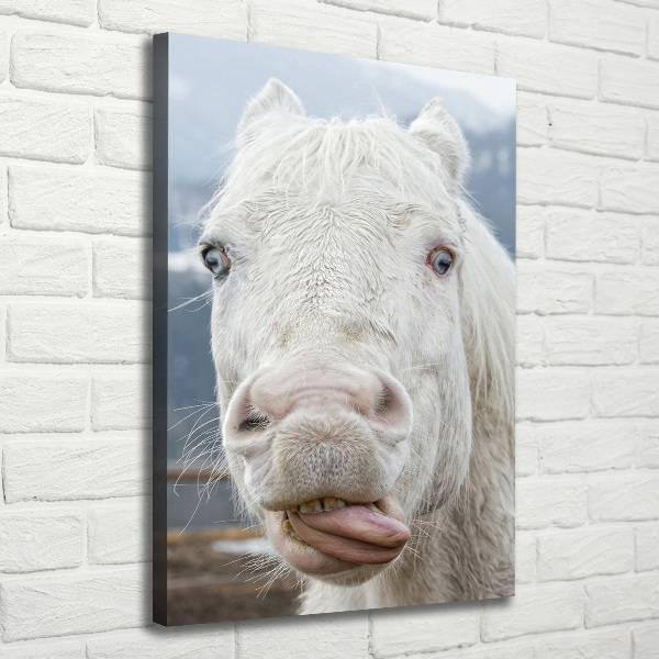 Cuadro moderno en lienzo resistente uv vertical Caballo blanco loco