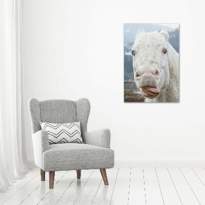 Cuadro moderno en lienzo resistente uv vertical Caballo blanco loco