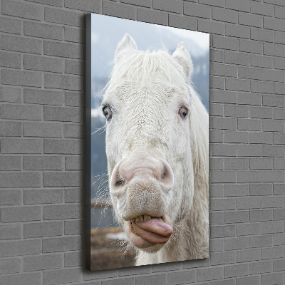Cuadro moderno en lienzo resistente uv vertical Caballo blanco loco
