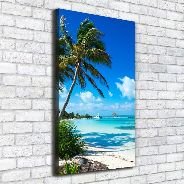 Cuadro moderno en lienzo resistente uv vertical Playa tropical