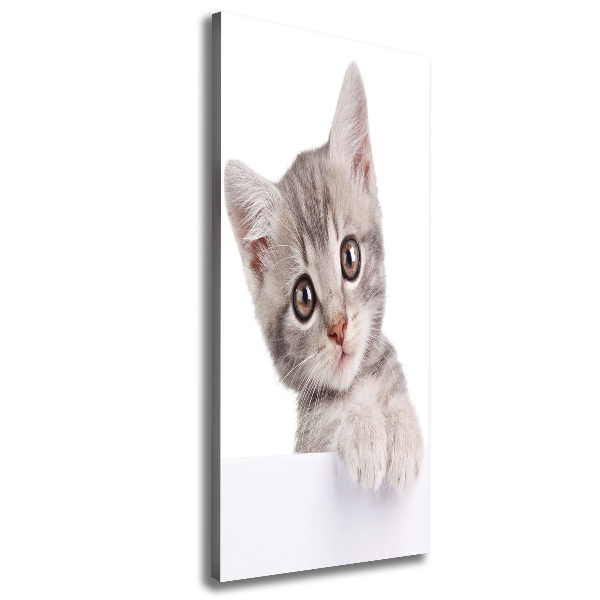 Fotografía en lienzo vertical gato gris