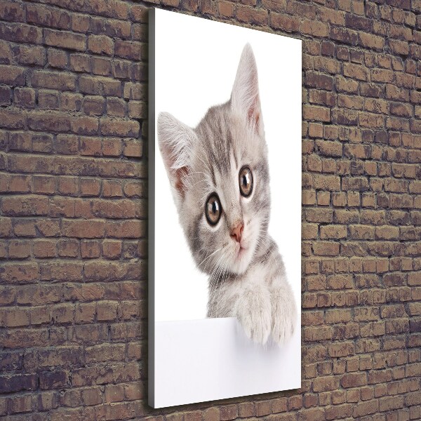 Fotografía en lienzo vertical gato gris