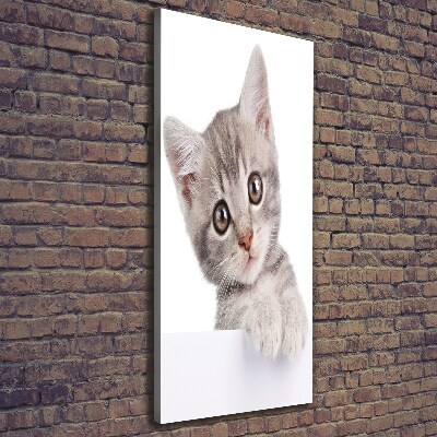 Fotografía en lienzo vertical gato gris